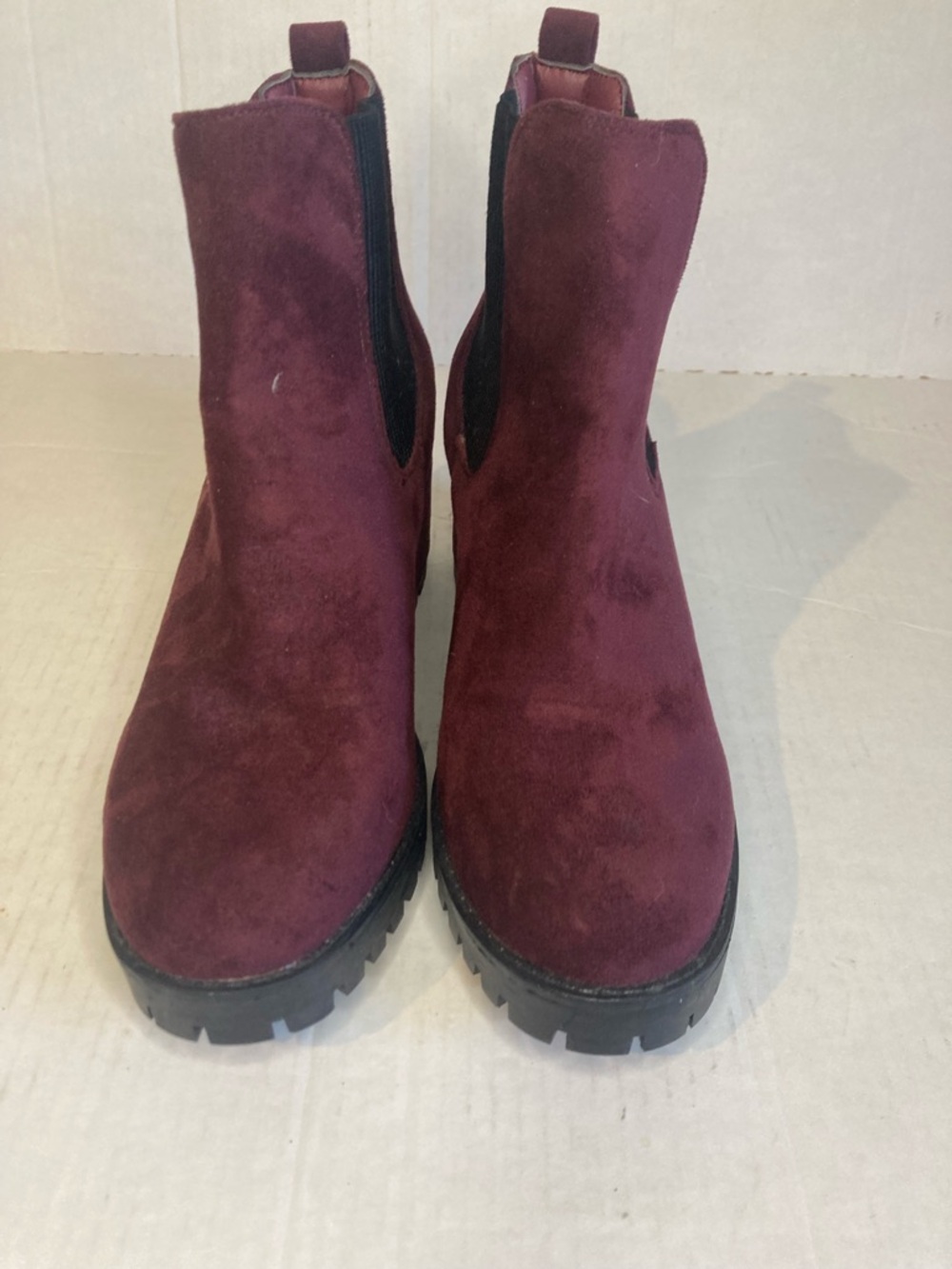 Seven7 Women's Burgundy Suede Chelsea Booties
